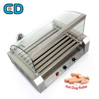 Automatic Hot Dog Griller Maker Stainless Steel 9 Roller Hotdog Roller Grill Machine With Tempering Glass Cover